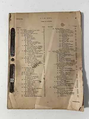 1942 J.I. Case Tractor Manual RESTRICTED T.O. NO. 19-35-11 Repair Vintage READ • $36.98