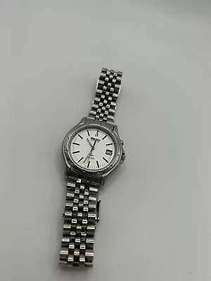 Seiko SQ100 1996 Kinetic Silver Strap White Face 5M42-0850 Watch Ne Capacitor • £119.99