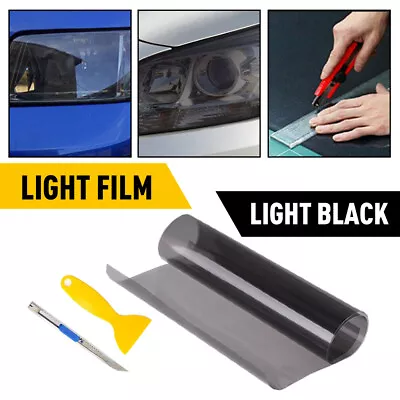 Gloss Light Black 12 X72  Headlight Taillight Fog Light Tint Film Vinyl Wrap • $11.99