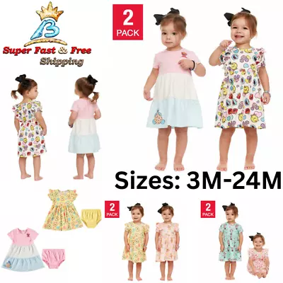 2 Pack Character Baby Dress Toddler Clothes Girls Short Sleeve Outerwear • $25.17