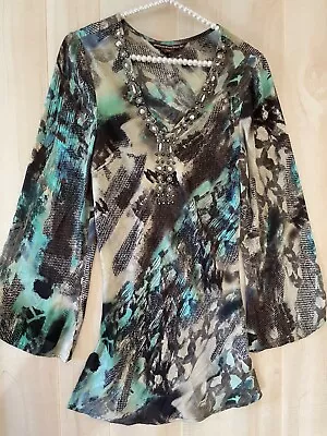 Mushka By Sienna Rose Boho Embellished Bell Sleeve Blouse Top Size Small • $9.99