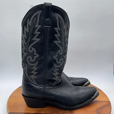 Masterson Cowboy Boots Mens 11.5 D Black Leather Western Gator Print Pointed Toe • $53.09