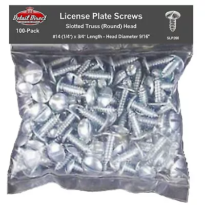 License Plate Screws Slotted Truss Head American #14 X 3/4  (100-Pack) • $26.95