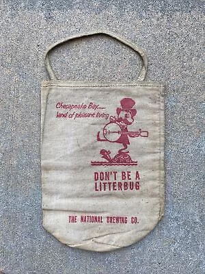 Vintage National Brewing Advertising Mr. Boh Don't Be A Litterbug Canvas Bag • $134.99