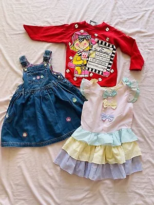 VINTAGE Lot 70s 80s Kids Girls Clothing Bundle Hippie Pink Dress Mod Denim Top • $29.99