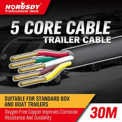 $39.99 • Buy 30M X 5 Core Wire Cable Trailer Cable Automotive Boat Caravan Truck Coil V90 PVC