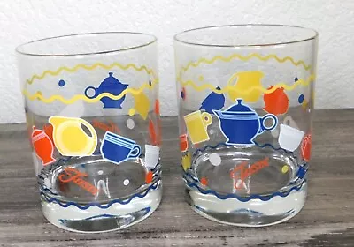 RARE Vintage FIESTA By Culver ~ Crockery Pattern ~ 2 Old Fashioned Glasses • $45.25