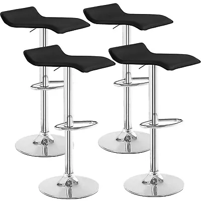 Set Of 4 Bar Stools Leather Adjustable Swivel Kitchen Dining Counter Pub Chair • $148.79