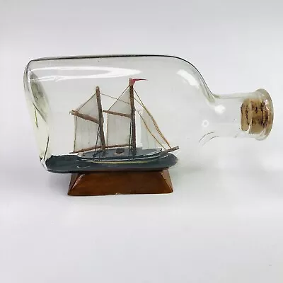 Vintage Ship In A Bottle 4.9  Long Original Handmade Maritime Sea Sail Boat • $39