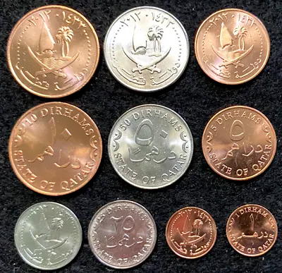 Qatar 5 Coins Set  1 5  10 5 & 50 Dirhams UNC World Coins • $14.45