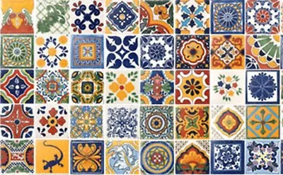 40 TILES 6  X 6  ASSORTED MEXICAN CERAMIC HANDMADE MOSAIC ART #010 • $84.50