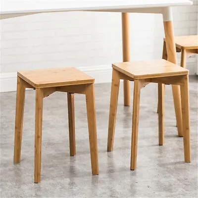 £34.97 • Buy 1/2 X Durable Stacking Wooden Stool Backless Dining Chair Fr Home Kitchen Office