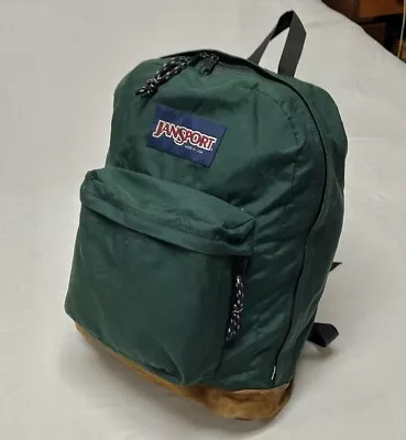 Vintage Jansport Made In USA Pine Green Suede Bottom Classic School Hiking Camp • $39.50