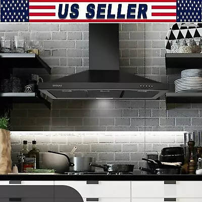 SNDOAS Black Range Hood 36 Inches Wall Mount Heavy Duty Kitchen Vent Hood LED • $159.99