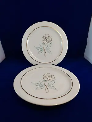 Bavaria Germany Easterling Spencerian Rose  2 Dinner Plates 10 1/2   Excellent • $40