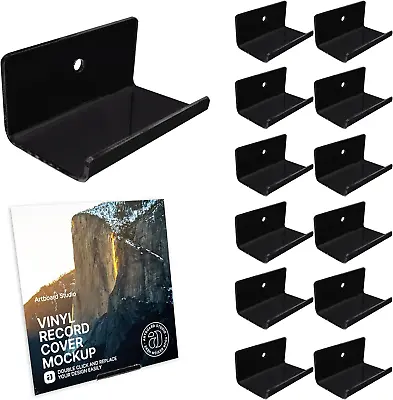 12 Pack Black Vinyl Record Holder Wall Mount Invisible Floating Acrylic Album... • $18.94