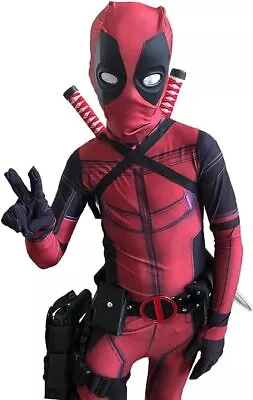 Kids Deadpool Bodysuit Jumpsuit With/without Accessories Halloween Costume Gift • $35.14