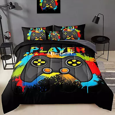 Comforter Boys Gaming Bedding Set Video Game Controller Kids Adult 3D Full 6 Pcs • $86.50