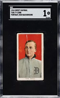 1910 T206 Sweet Caporal White Border Ty Cobb Red Portrait SGC 1 • $2750