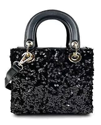 Handbag Women Shoulder Crossbody Black Sequinned • $34.30