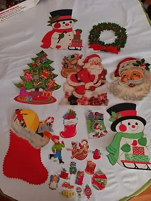 Vintage Lot Of Christmas Cut Out Paper Wall Decorations And Christmas Cards • $7