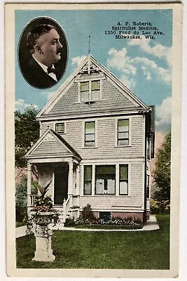 VINTAGE POSTCARD Linen Roberts Spiritual Medium Milwaukee WI House Portrait • $9.99