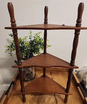 Vintage 3 Tier Wood Hanging Corner Shelf Display Knick Knack 19 X11 X8  • $29.97