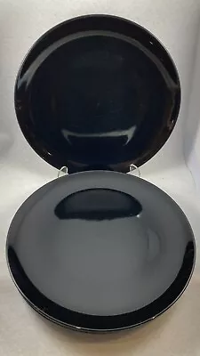 IKEA Fargrik 12011 Glossy Black Dinner Plates 10.6in Discontinued Set Of 4 • $28