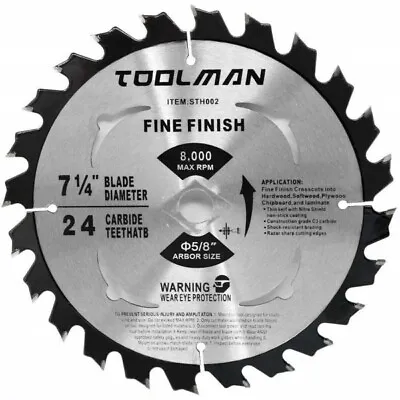 Carbide Tip Circular Saw Blade Cutting 7-1/4 X24T 40T Tooth ATE USA Or TOOLMAN • $9.95