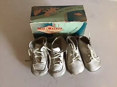 1949 Vintage Wee Walker Baby Shoes W/ Box  Size 1 & Extra Pair No Name • $8.99