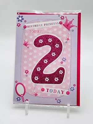 Happy 2nd  Birthday Princess Two Year Old Girl  Cute  Card  Age 2  Great  Value • £2.88