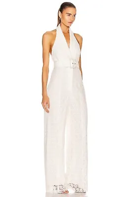 ZIMMERMANN IVORY SUPER EIGHT LACE JUMPSUIT SIZE 0 White Broderie Anglaise Boho • $440