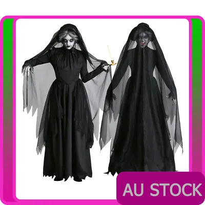 Ladies Zombie Graveyard Corpse Bride Costume Womens Horror Halloween Fancy Dress • $25.74