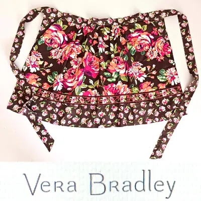 NEW Vera Bradley Tie Back 1/2 Apron English Rose Brown Hot Pink O/S • $11.99