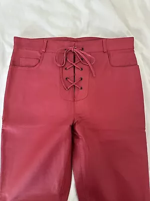 Vintage INTERNATIONAL MALE Red Leather Lace UP Pants • $175