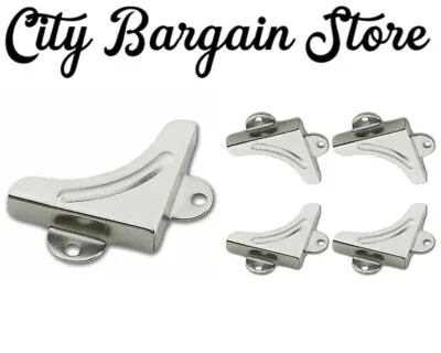 MIRROR PICTURE CORNERS CLAMPS CLIPS MOUNTING BRACKETS NICKEL(SILVER/CHROME) 4pcs • £3.12