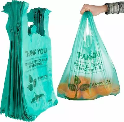 Bags 1/6 Large 22 X 6.5 X 12 Biodegradable T-Shirt Plastic Grocery Shopping Bags • $15.99