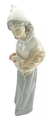 Lladro Lady Woman & Rooster Chicken Figurine Hand Made Spain 7 3/4  Tall • $59.99