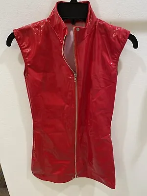 Brand New Women Mini Faux Patent Leather Red Mini Christmas Dress Dance Size L • $7.99