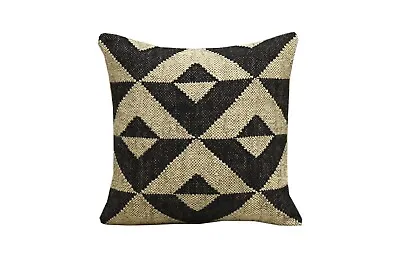 Indian Kilim Cushion Cover 18  Jute Pillow Case Bohemian Wool Vintage Decor  • $24.99