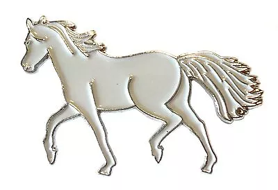 Grey Horse Pony Equestrian Horse Riding Metal Enamel Badge 30mm New • £3.79