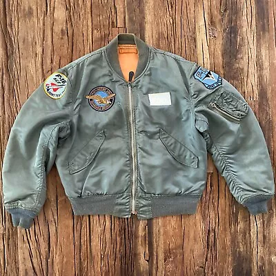 Vintage US Military Flight Jacket Men's L Flyers L-2B F-15 &16 Test Force 70's • $499.77