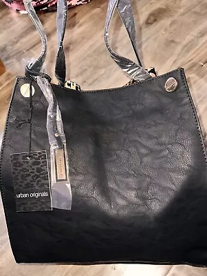 Urban Originals Black Double Strap Shoulder Bag NWT Style Wonder Zips $109 • $21.24