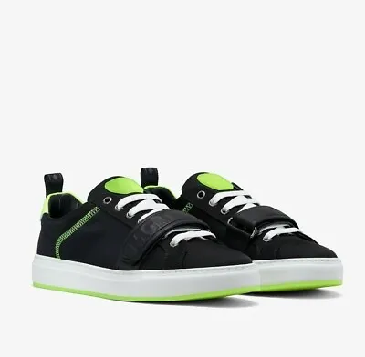 $475 MCM Women's Black Nylon Neon Green Low-Top Sneaker With Strap MES9AMM68BK • $127.50