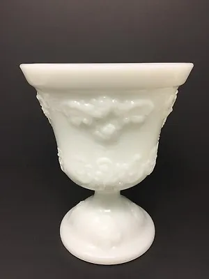 Vintage E O BRODY Milk Glass Footed VASE COMPOTE #M4300 Planter Urn 7”x5.75”x4” • $37.95