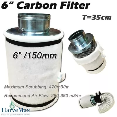 Hydroponics 6 /150mm Active Carbon Filter Grow Tent Axial Fan Ventilation Clean • $91