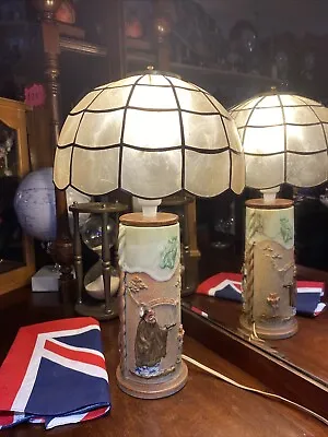 Large Vintage Japanese Clay Decorative Table Lamp 45cm High • £40