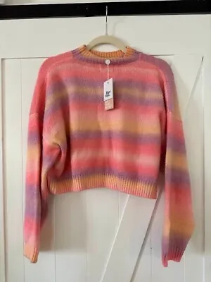 $25 • Buy NWT Tiger Mist Rainbow Ombre Crew Sweater 