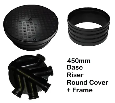 450mm Manhole Inspection Chamber Manhole  - Base 1 Riser Round Cover & Frame • £64.99