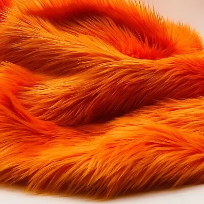 $64.99 • Buy Orange Mohair Shaggy Faux Fur Fabric By The Yard ( Long Pile ) 60  Wide